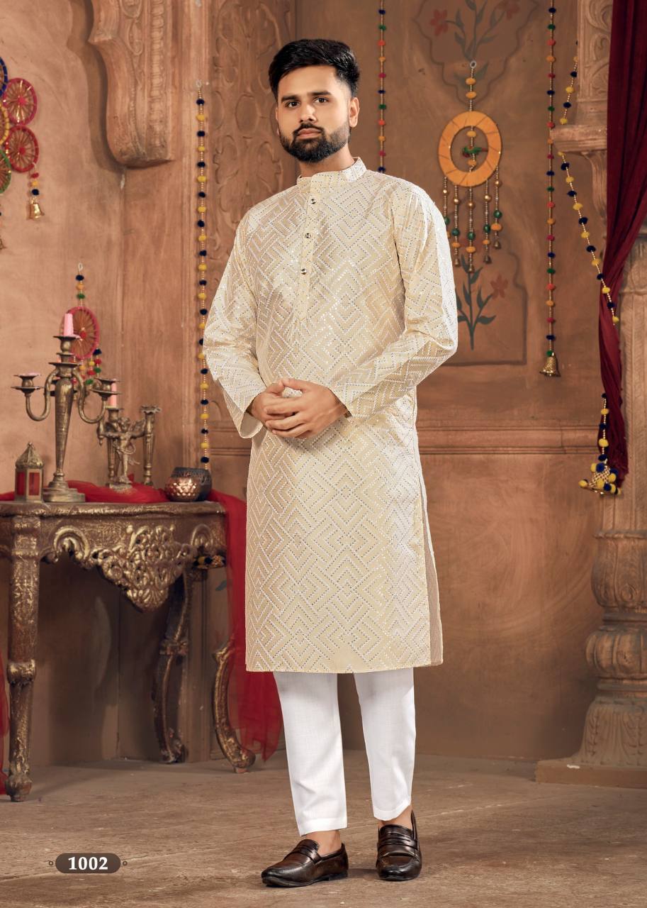 Premium white embroidered Kurta with Pant