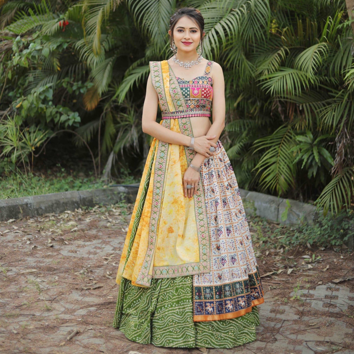 Mitawa - Pastel bandhej printed premium lehenga