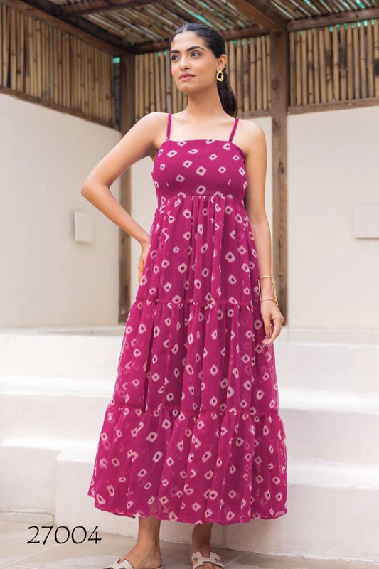Wine Beautiful Floral Printed Soft Georgette Fabric Casual Wear Readymade upto 6XL size