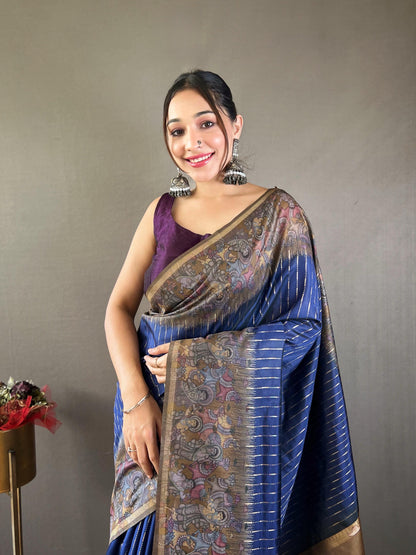 Smriti - Soft Chanderi Silk Saree with Prints and Stitched Blouse Options