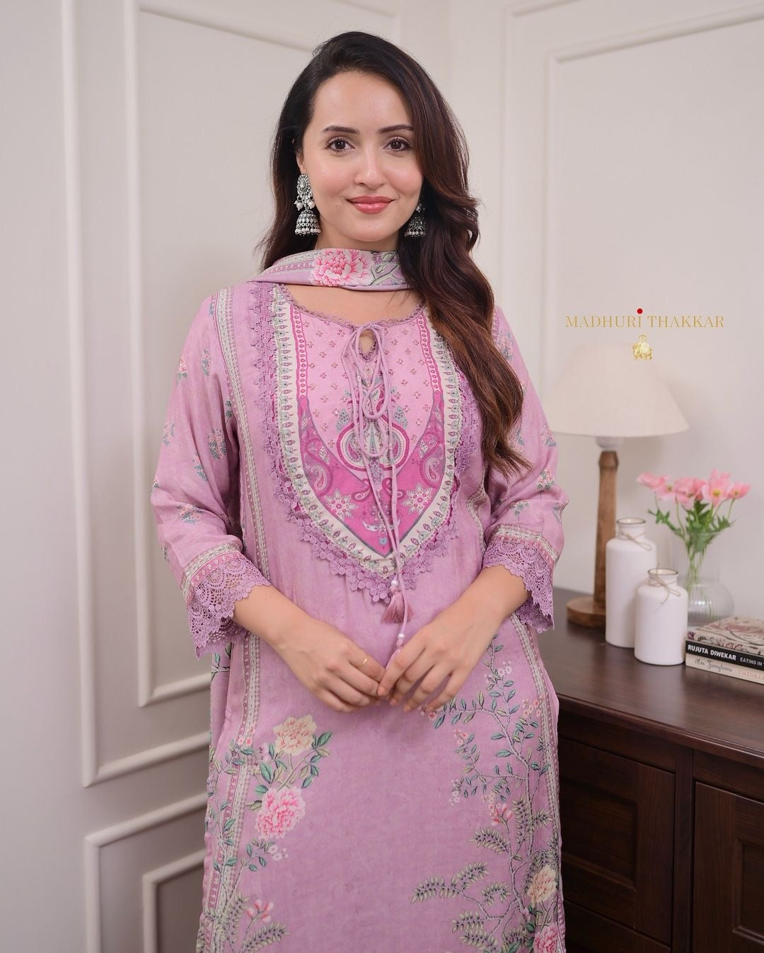 Baby Pink Linen Readymade Suit