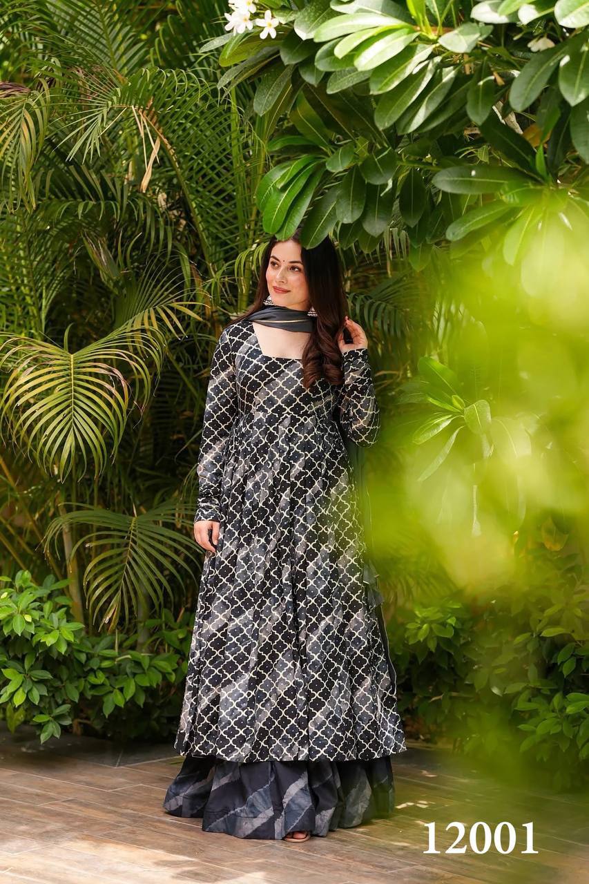 Abstract Soft Silk Printed Casual Kurti Pant Set Fully Stitched upto 6XL Sizes