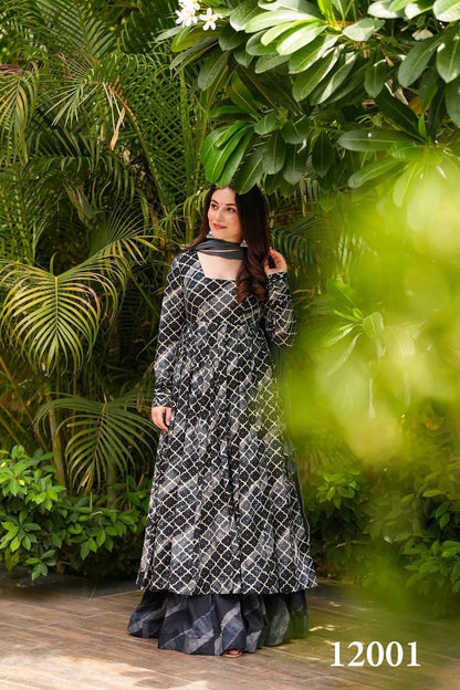 Abstract Soft Silk Printed Casual Kurti Pant Set Fully Stitched upto 6XL Sizes