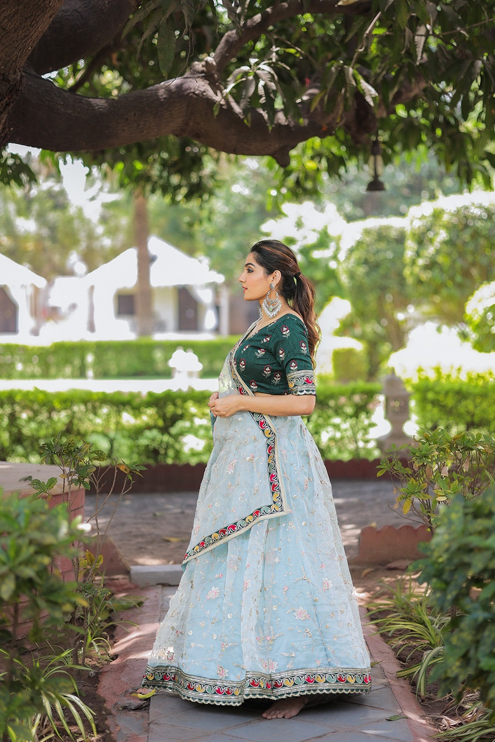 Premium organza work lehenga