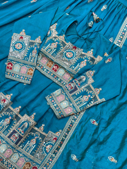 Navratri Special Vichitra Silk with Beautiful Embroidered Fully Stitched Lehenga