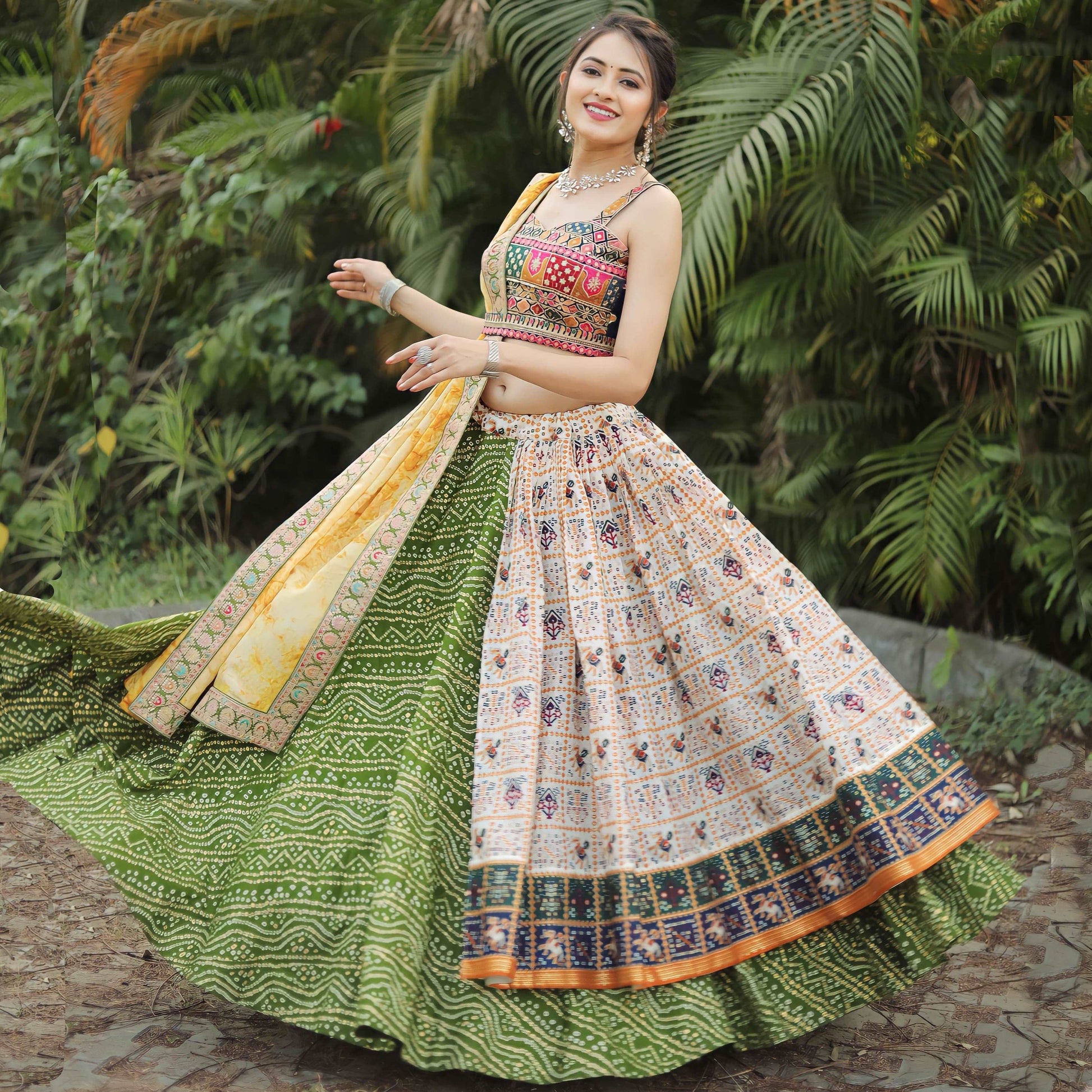 Mitawa - Pastel bandhej printed premium lehenga