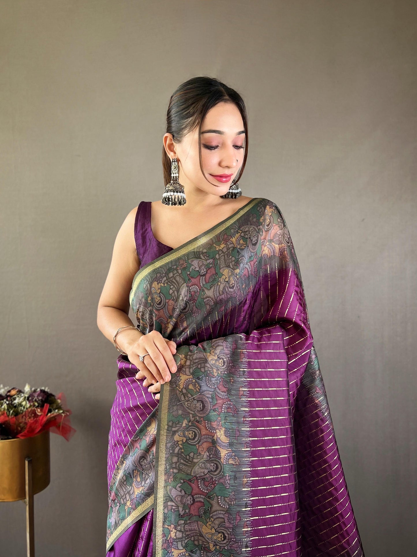 Smriti - Soft Chanderi Silk Saree with Prints and Stitched Blouse Options