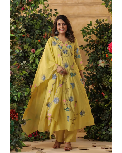 Nikita - Premium Chanderi Silk Anarkali Suit Fully Stitched