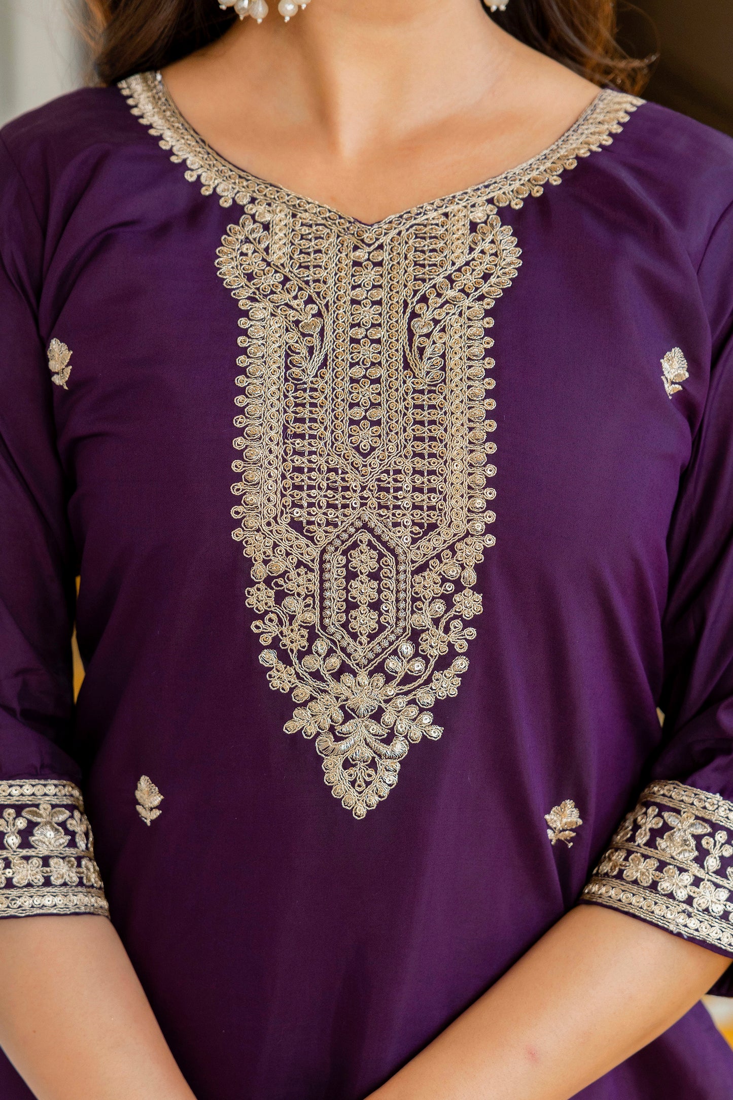 Thanos Purple Soft Silk Kurti Set with Beautiful Embroidery
