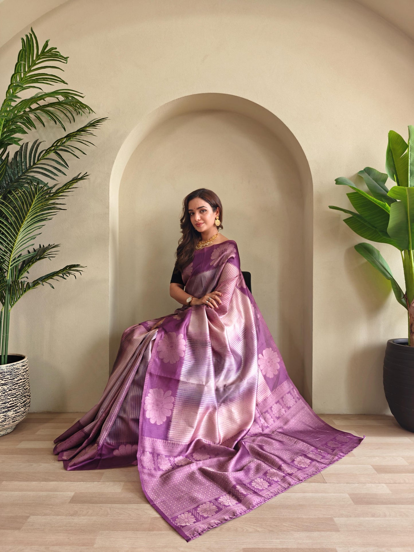 Resham - Silk Saree with Silver Zari Motif Weaved With Stitched Blouse Options