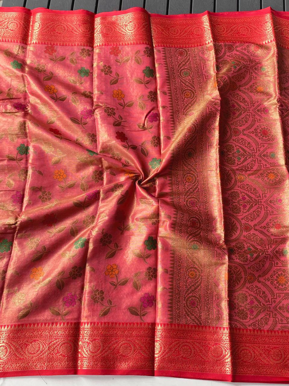 Veeny - Premium Organza Tissue Silk Saree with Readymade Blouse