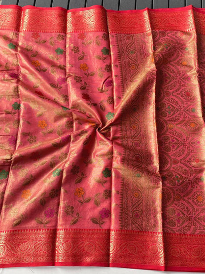 Veeny - Premium Organza Tissue Silk Saree with Readymade Blouse