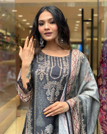 Grey Printed Kurti set