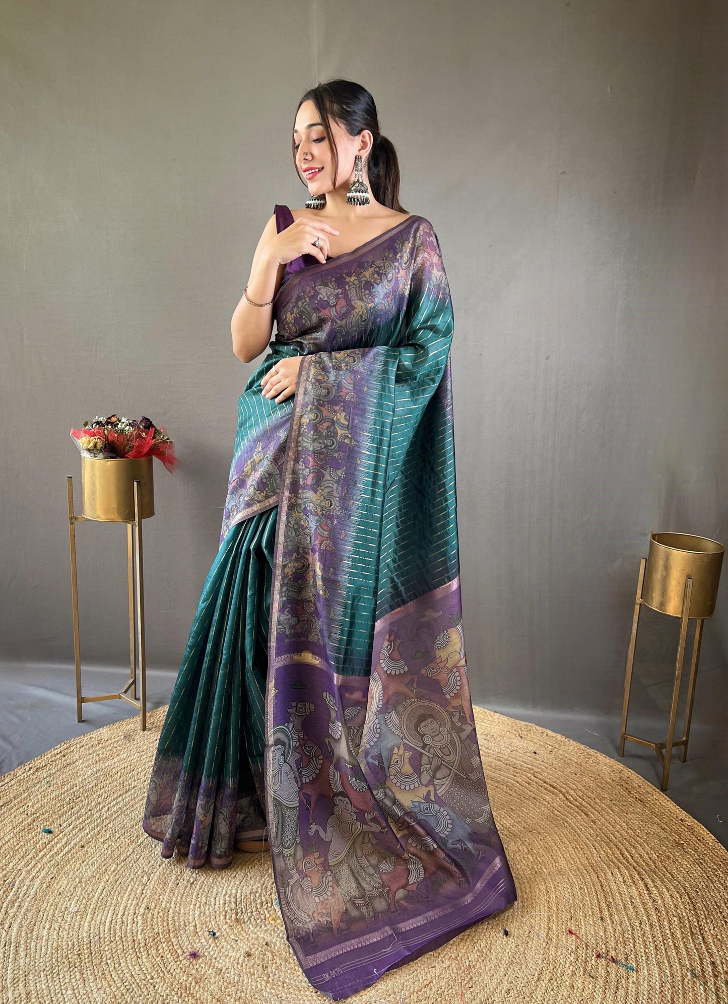 Smriti - Soft Chanderi Silk Saree with Prints and Stitched Blouse Options