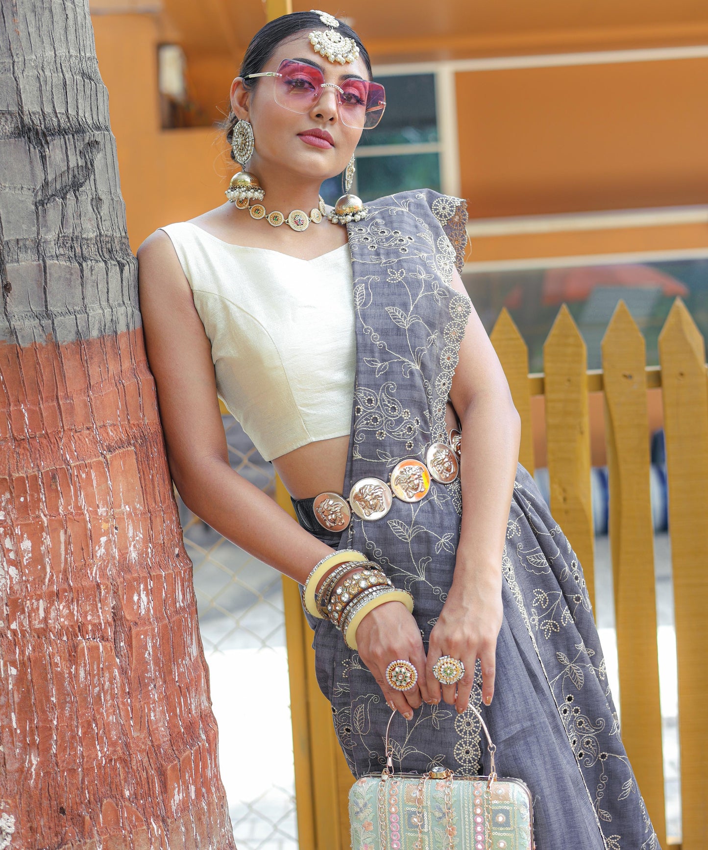 Nazzakat - Beautiful Handwork Pure Silk Saree with Floral patterns and Stitched Blouse Options