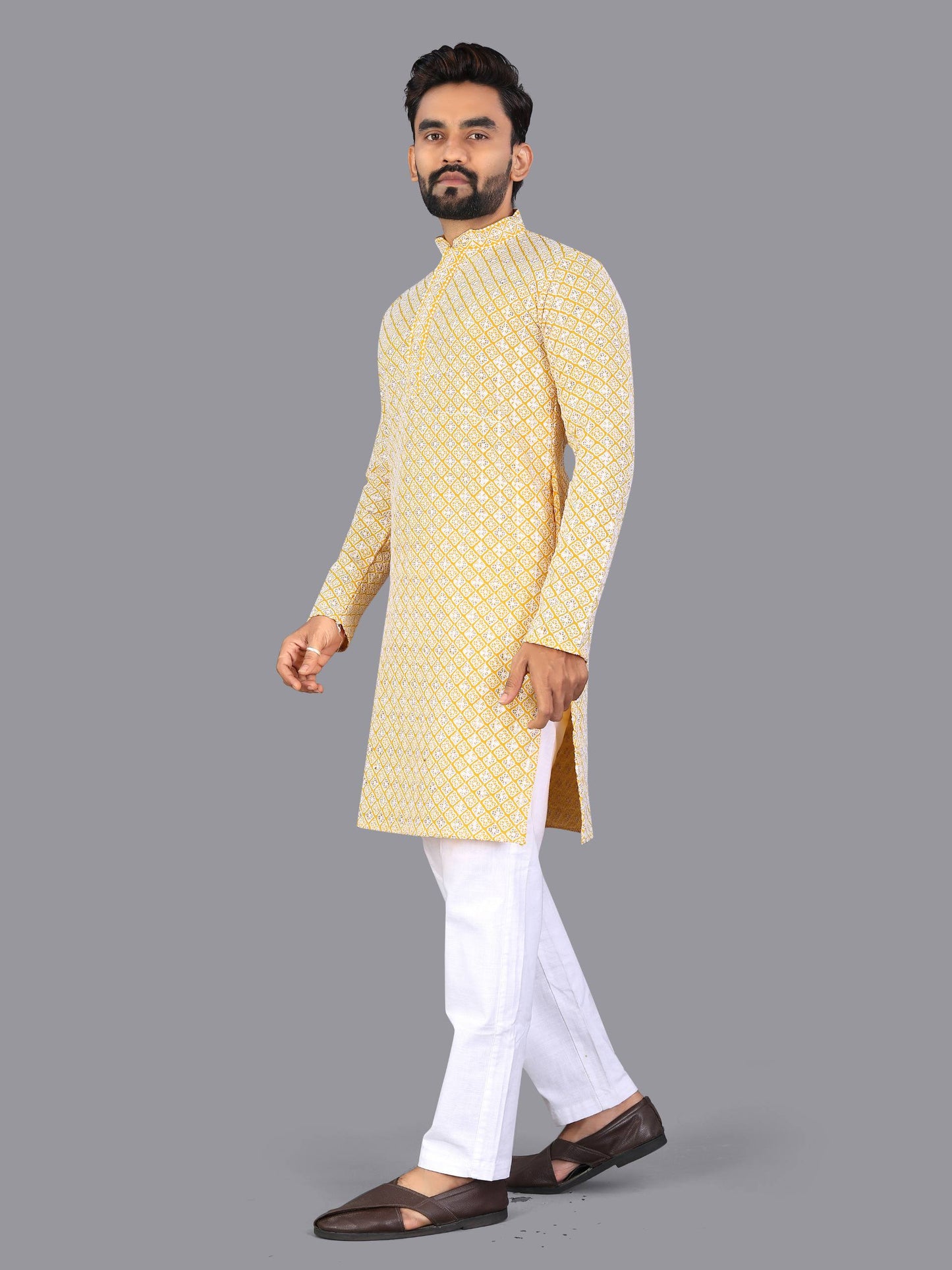 Utsav - Premium Lucknowi Work Rayon Cotton Men's Kurta with Pajama