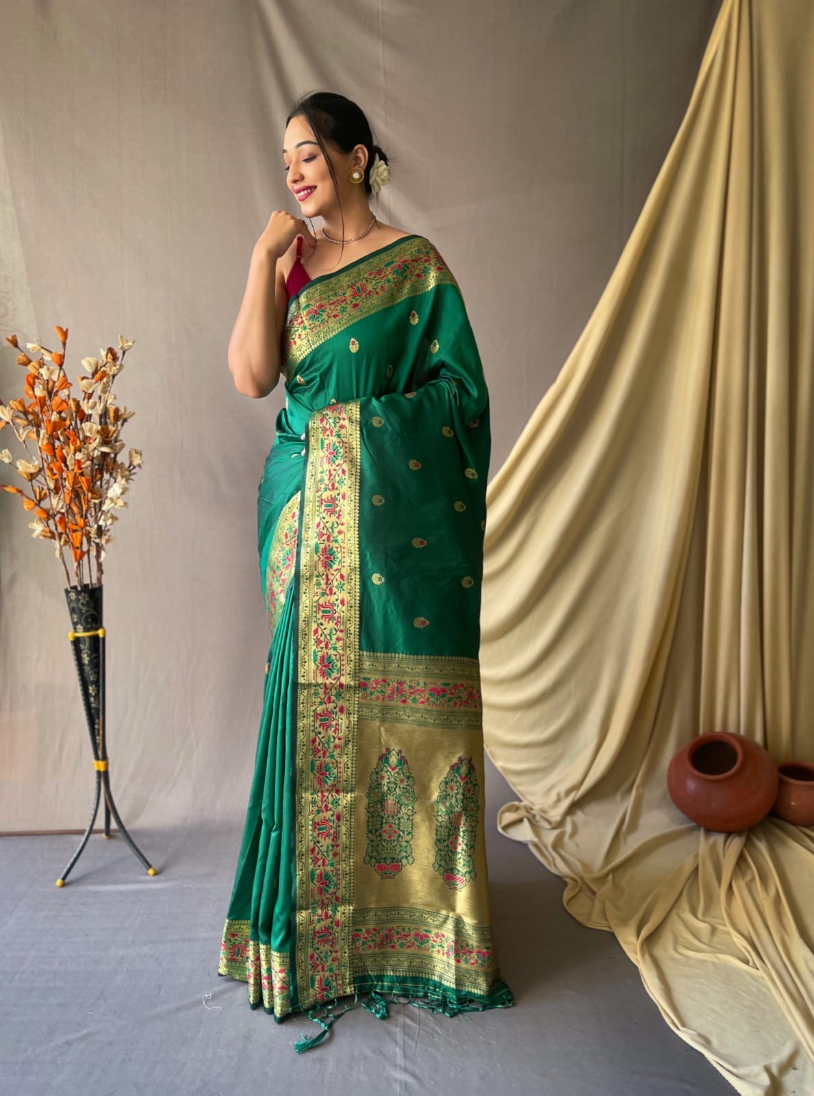 Pure paithani silk saree with stitched blouse