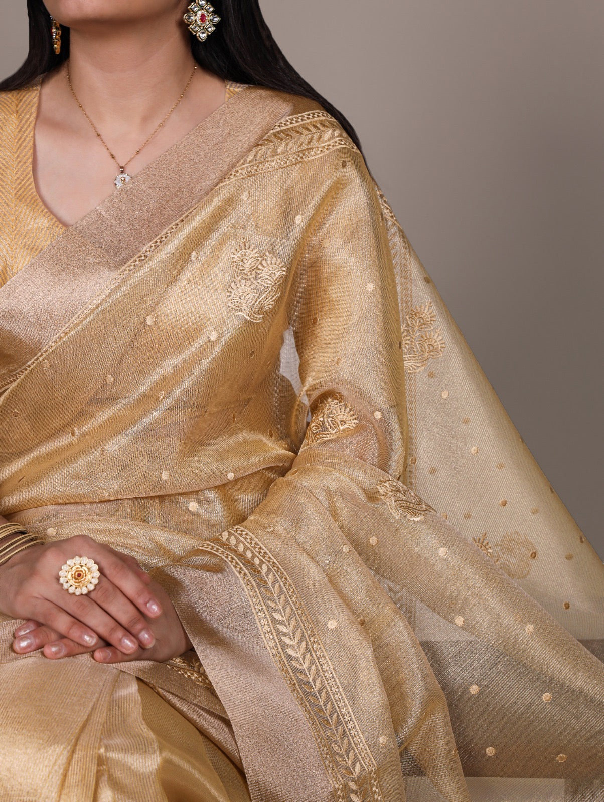Malvika - Premium Shimmer Net type Pastel Colours Saree with Stitched Blouse of your Own Style