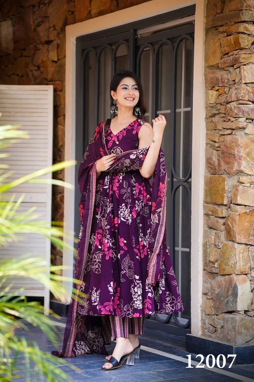 Floral Soft Silk Printed Casual Kurti Pant Set Fully Stitched upto 6XL Sizes