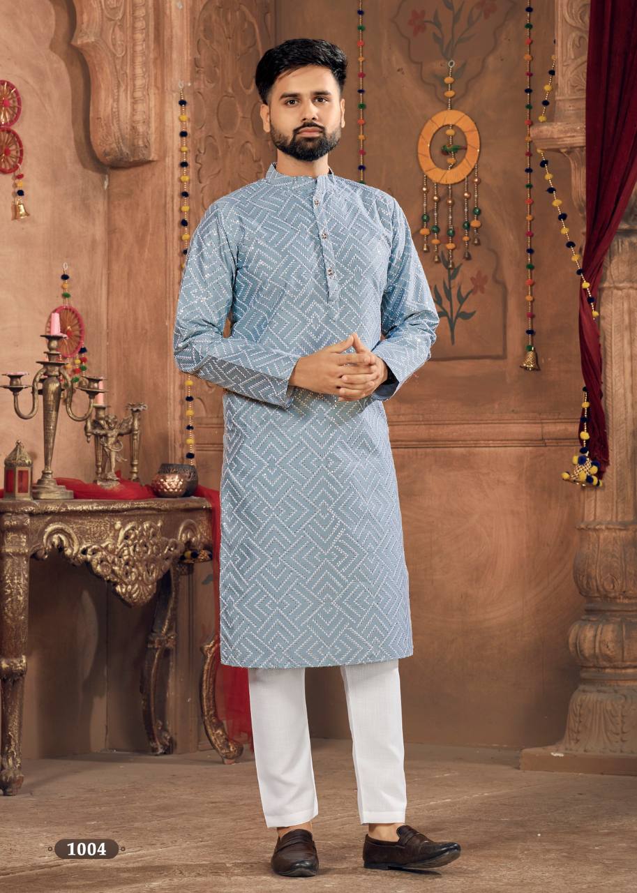 Premium white embroidered Kurta with Pant