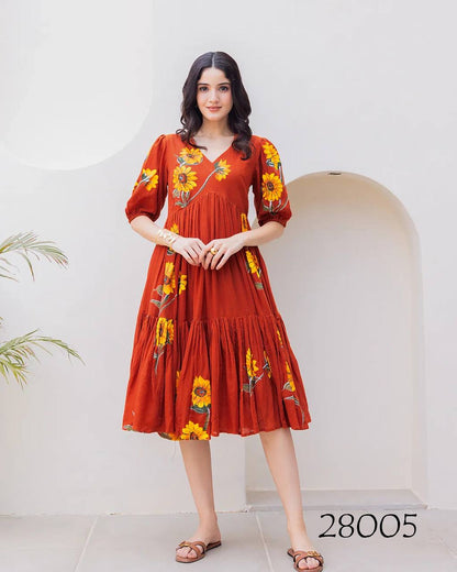 Kesariya Beautiful Floral Printed Soft Kota Fabric Casual Wear Readymade upto 6XL sizes