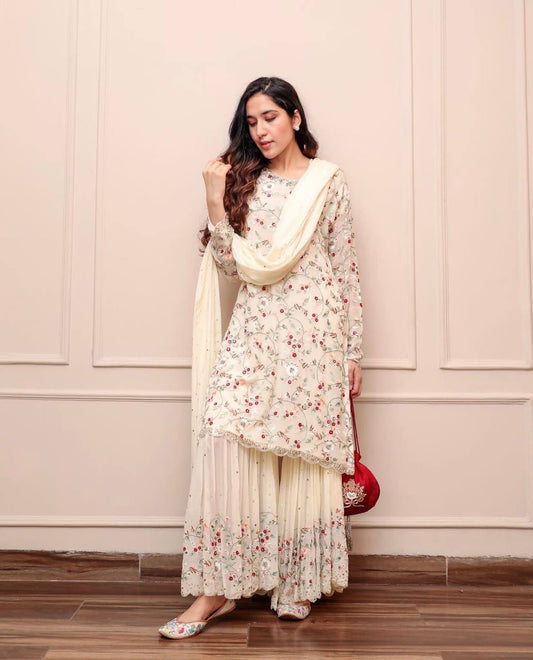 Premium off white sharara suit