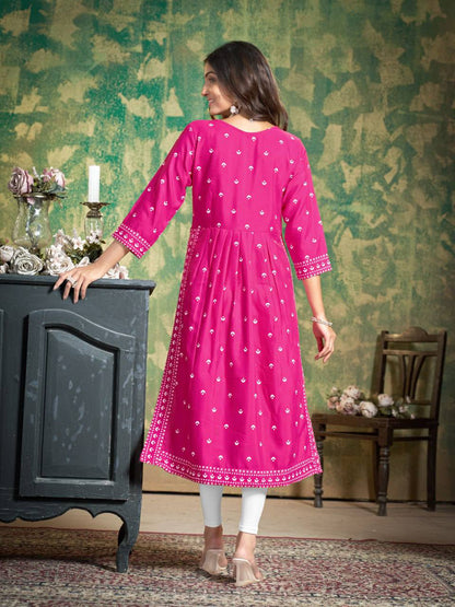 Sakhi - Soft Cotton Embroidered Kurti Set