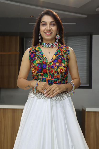 Ethnic Navratri 8 Colours Pure Cotton Chaniya Choli with Gamthi Work Fully Stitched
