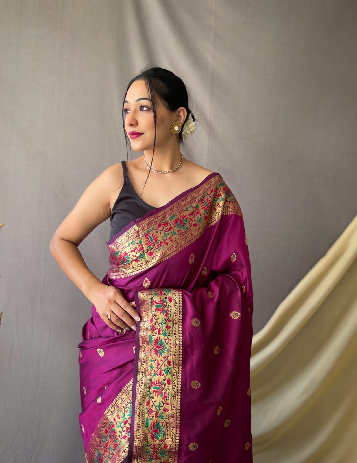 Pure paithani silk saree with stitched blouse