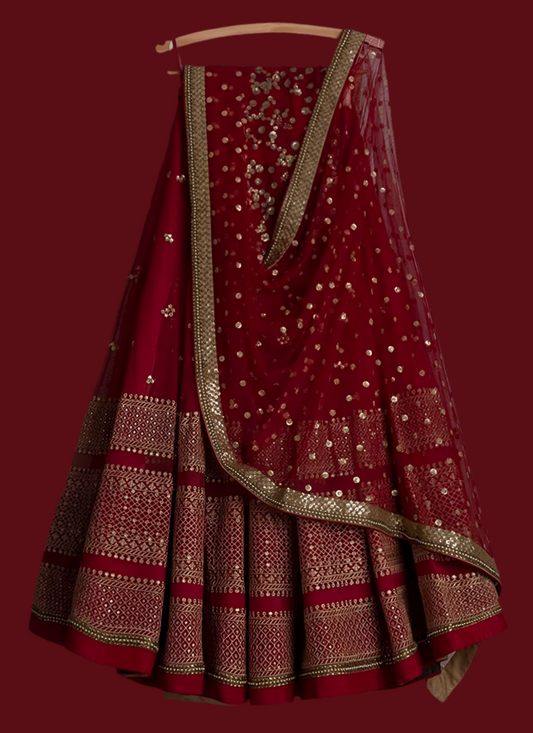 Maroon Premium Work Fully Stitched Lehenga