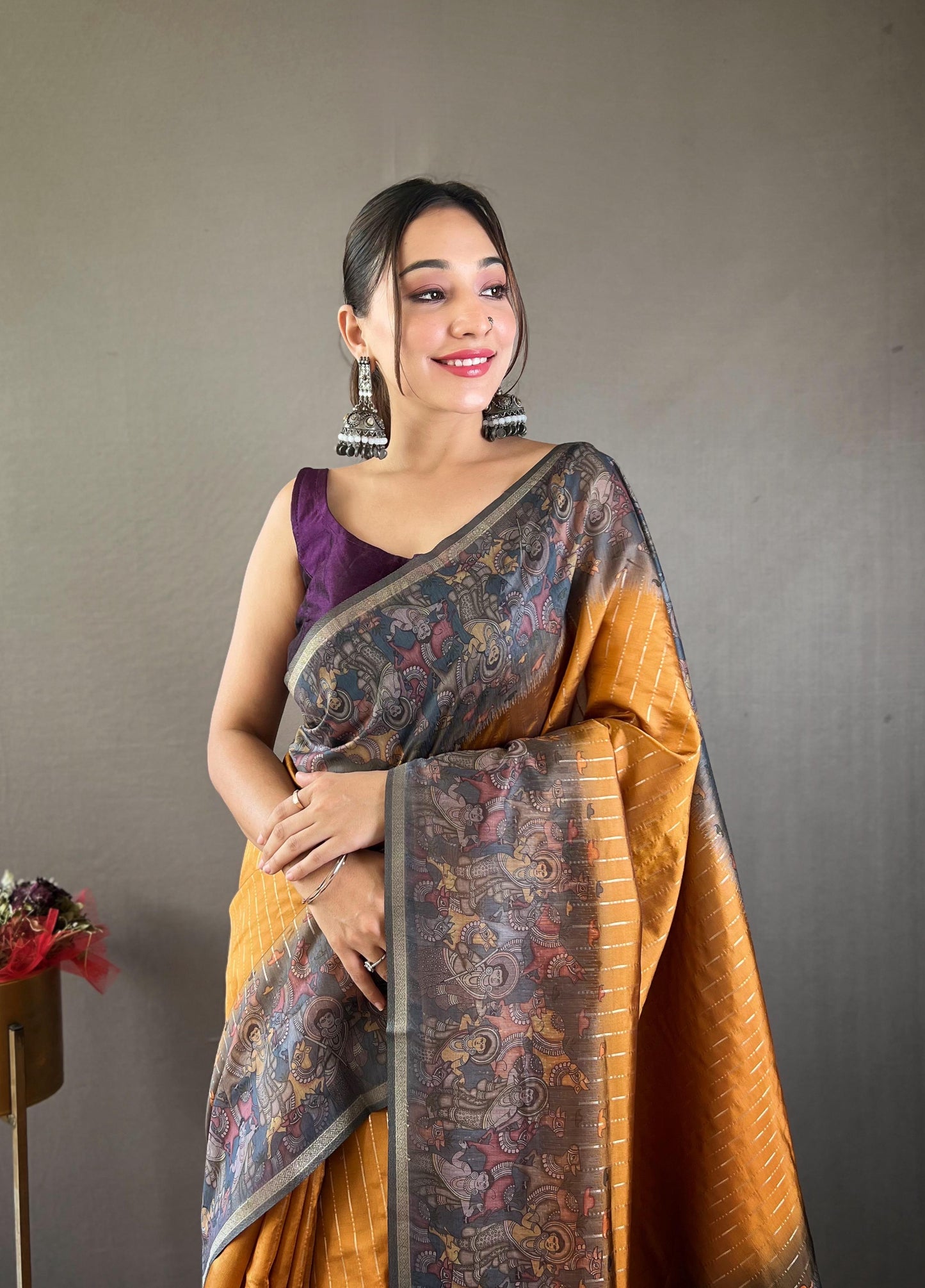 Smriti - Soft Chanderi Silk Saree with Prints and Stitched Blouse Options