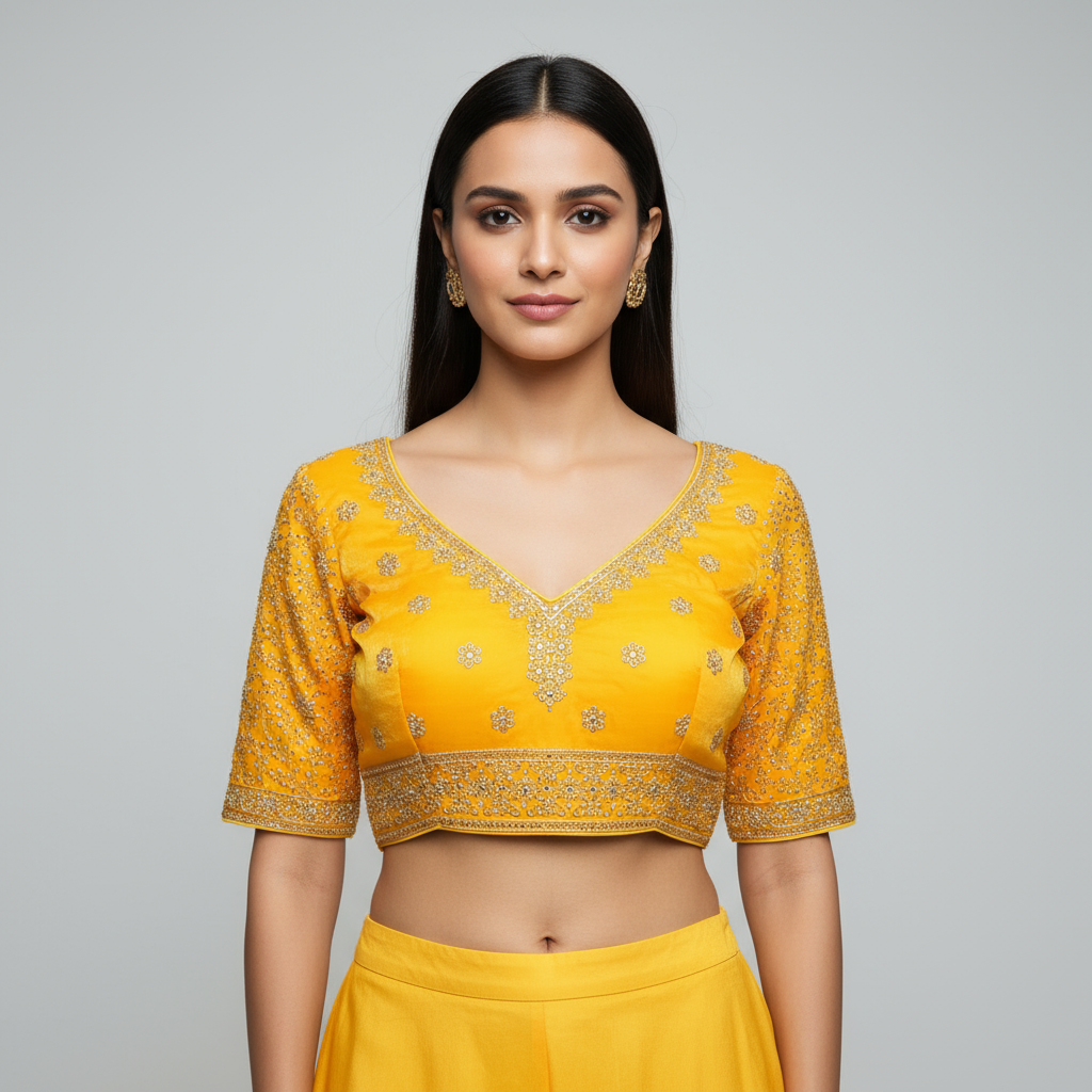 Vedika - Beautiful Work Readymade Silk Blouse to pair with sarees or lehengas