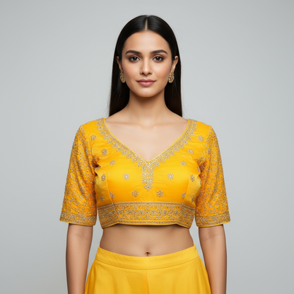 Vedika - Beautiful Work Readymade Silk Blouse to pair with sarees or lehengas