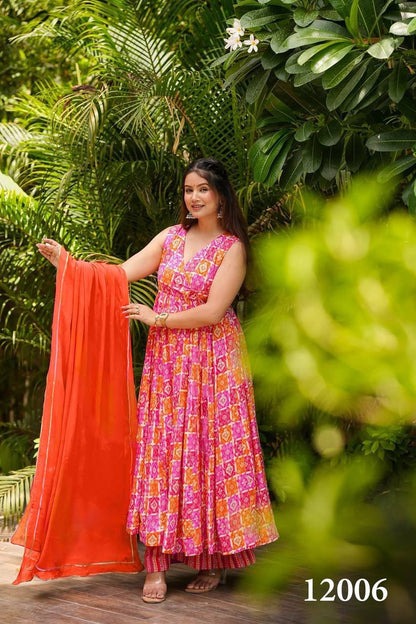 Floral Soft Silk Printed Casual Kurti Pant Set Fully Stitched upto 6XL Sizes