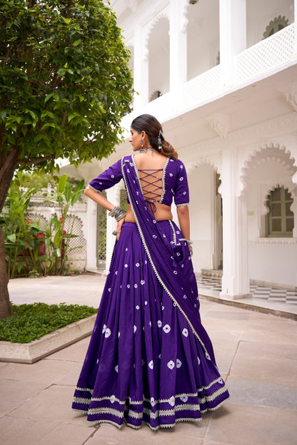 Premium Soft Chanderi Silk Bandhani Style Chaniya Cholis Fully Stitched