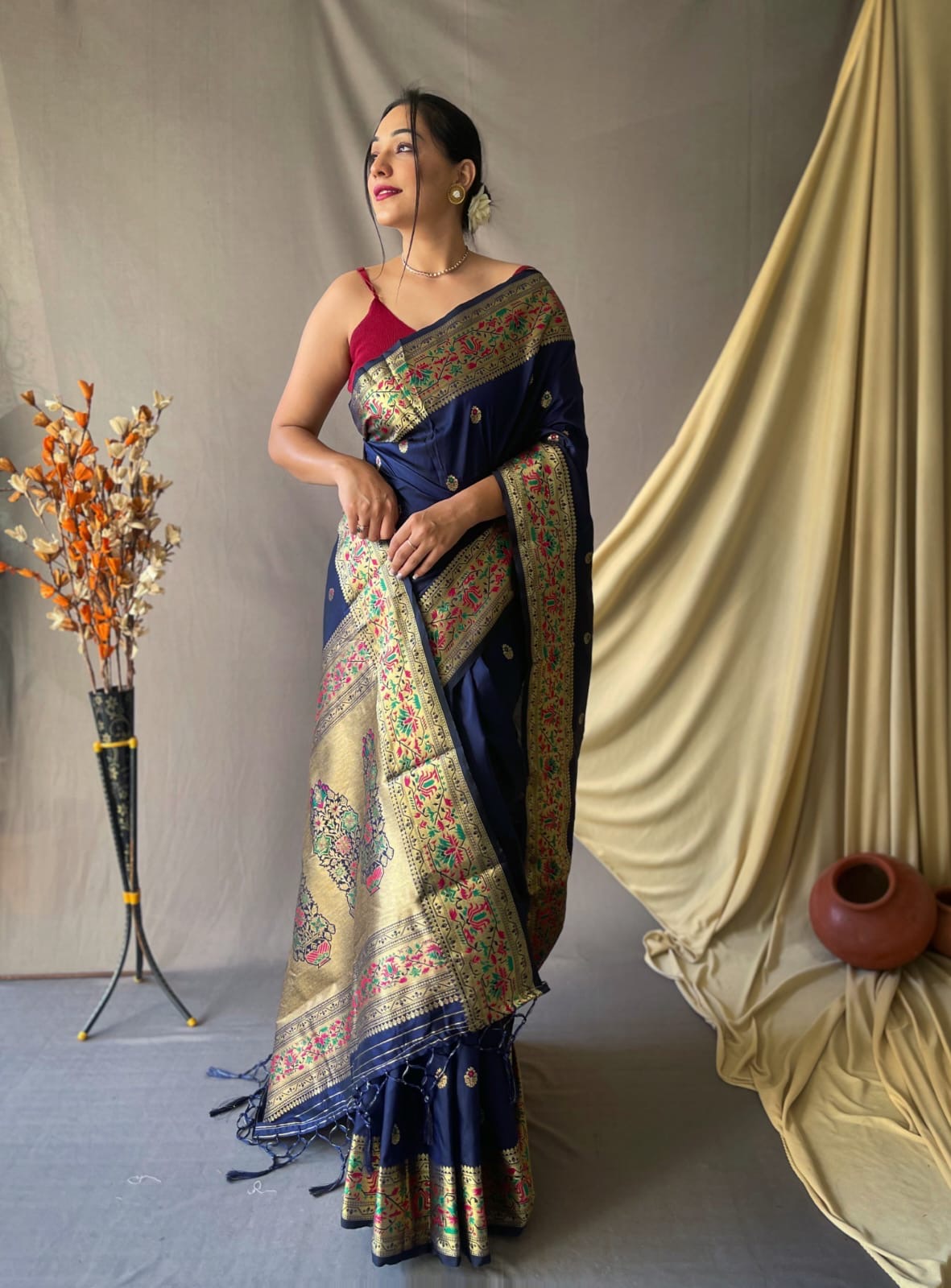 Pure paithani silk saree with stitched blouse