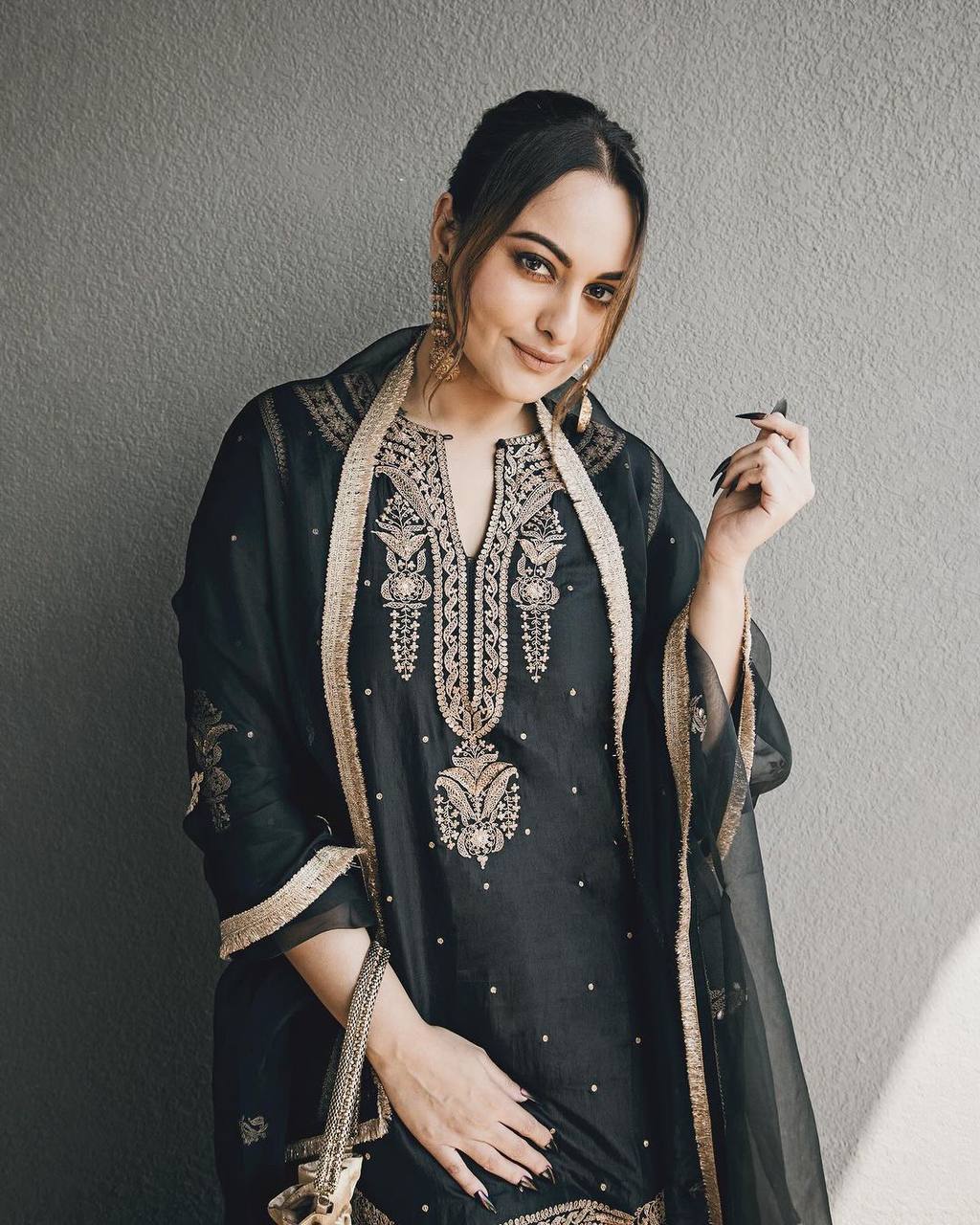 Black bollywood style sharara set fully stitched sizes