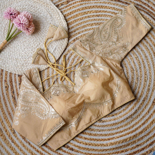 Mohini - Gold Embroidered Readymade Blouse