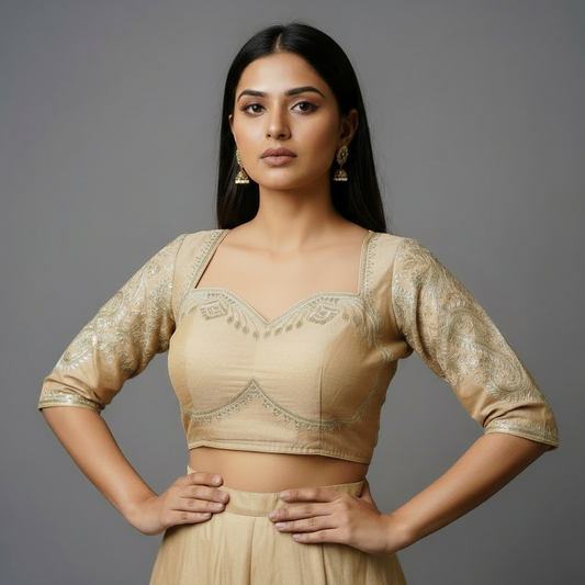 Mohini - Gold Embroidered Readymade Blouse