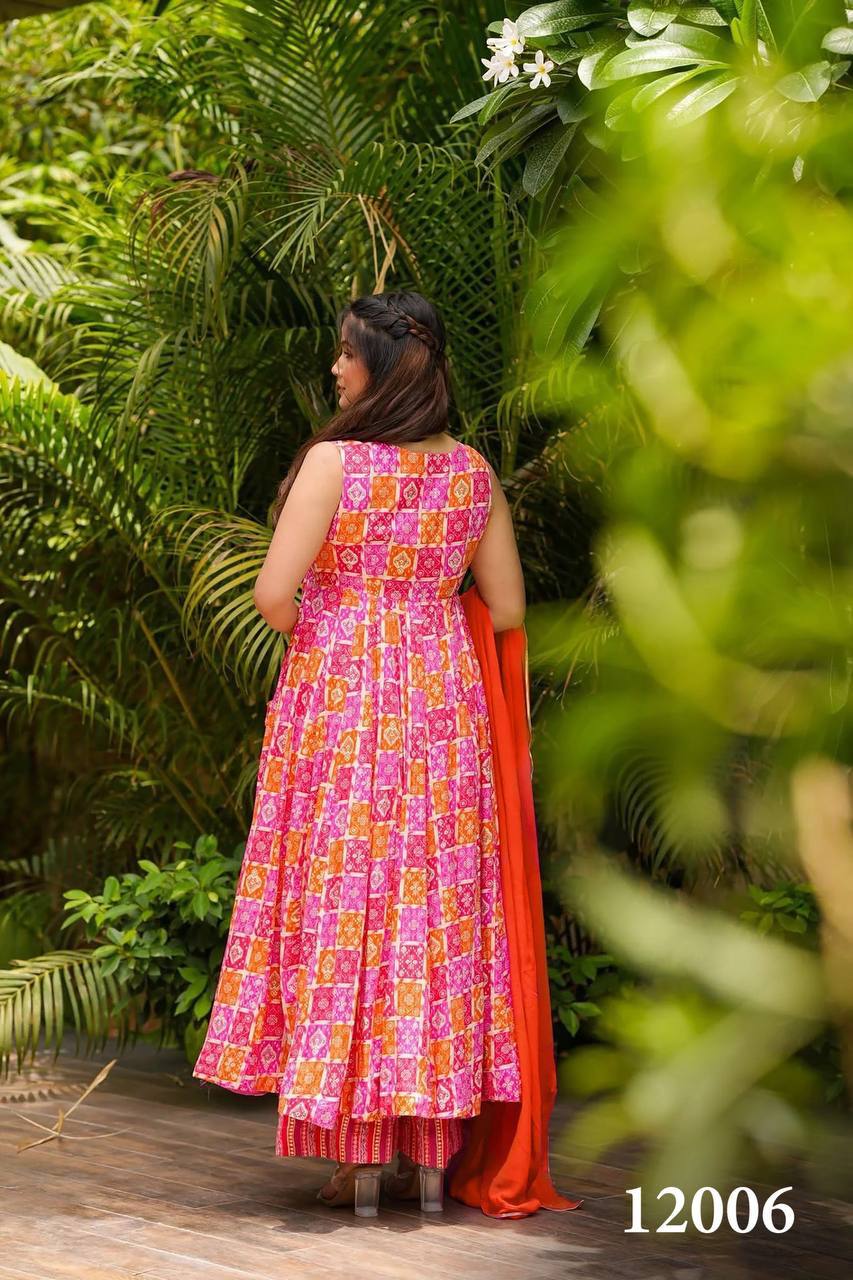 Floral Soft Silk Printed Casual Kurti Pant Set Fully Stitched upto 6XL Sizes