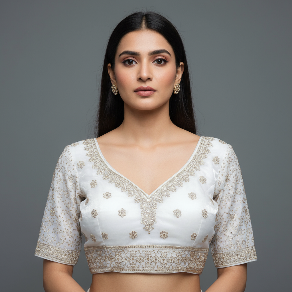 Vedika - Beautiful Work Readymade Silk Blouse to pair with sarees or lehengas