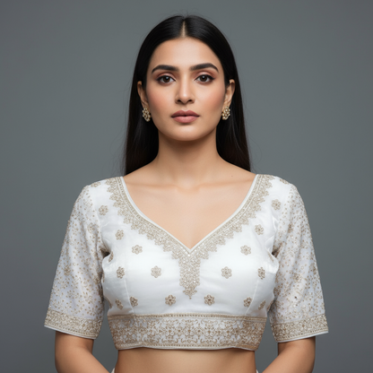 Vedika - Beautiful Work Readymade Silk Blouse to pair with sarees or lehengas
