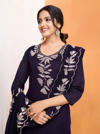 Soft Silk Floral Sequins Work Kurti Set in 2 Colours Fully Stitched