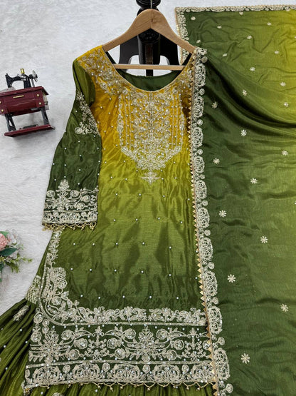 Premium work dual tone Sharara set fully stitched