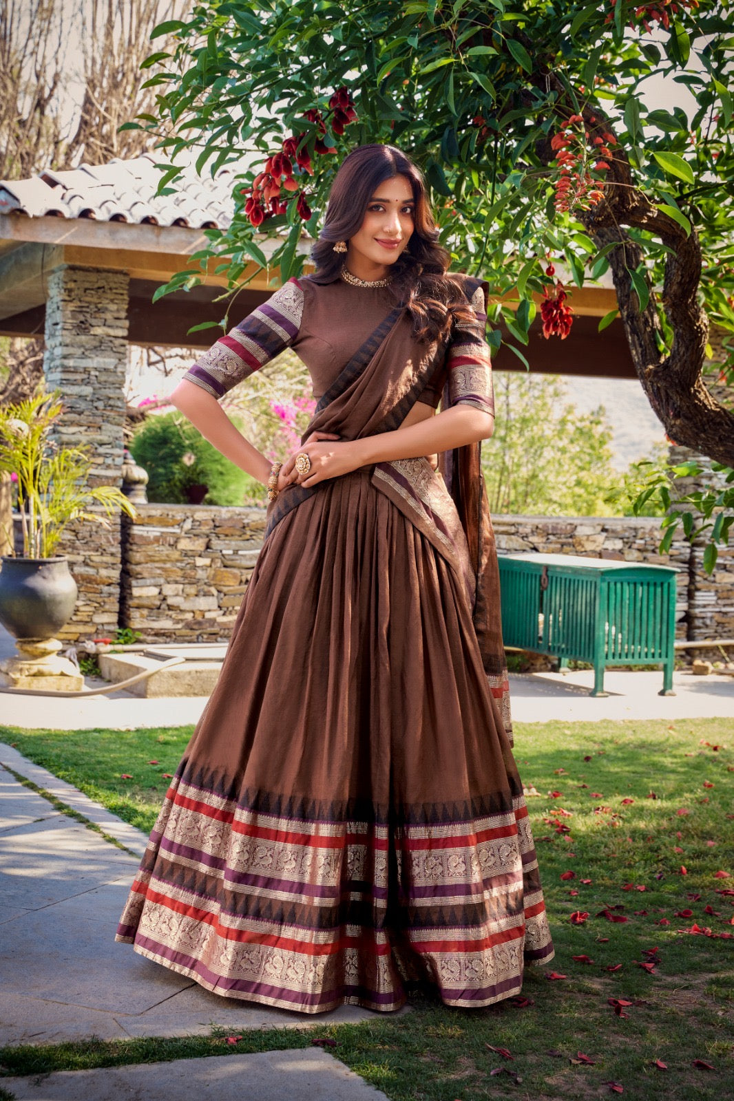 Priyaa - Beautiful Chanderi Cotton Fully Stitched Lehenga