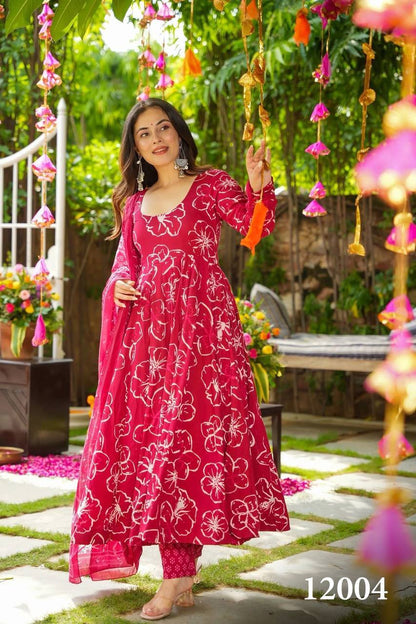 Floral Soft Silk Printed Casual Kurti Pant Set Fully Stitched upto 6XL Sizes