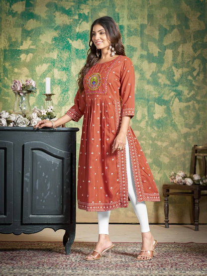 Sakhi - Soft Cotton Embroidered Kurti Set
