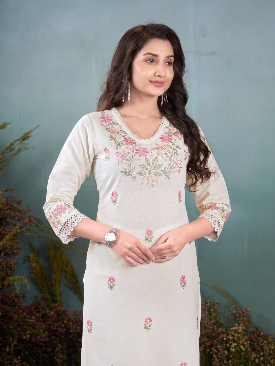 Premium Khadi Cotton Embroidery Kurti Set upto 5XL Sizes