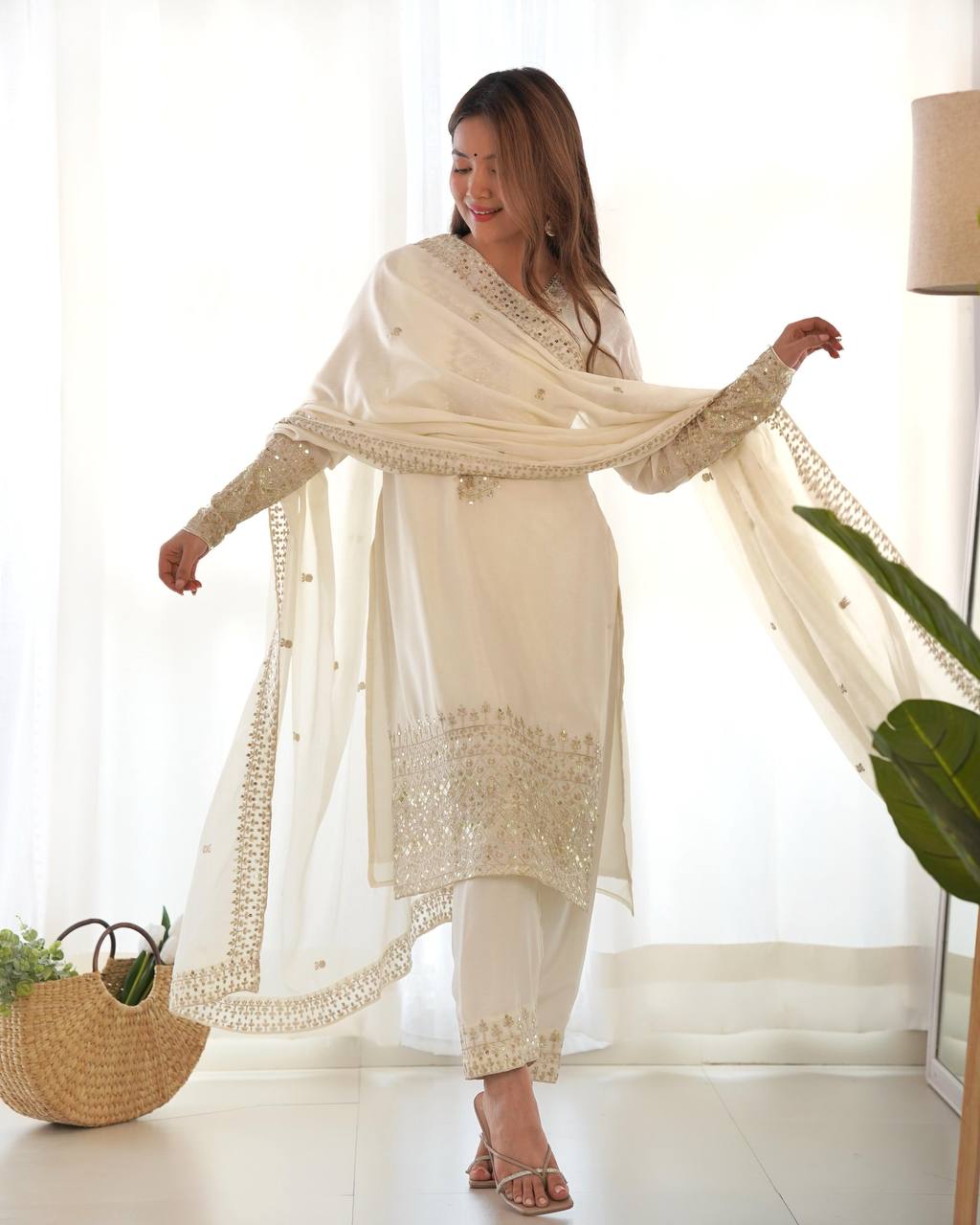 Premium off white Kurta set fully stitched