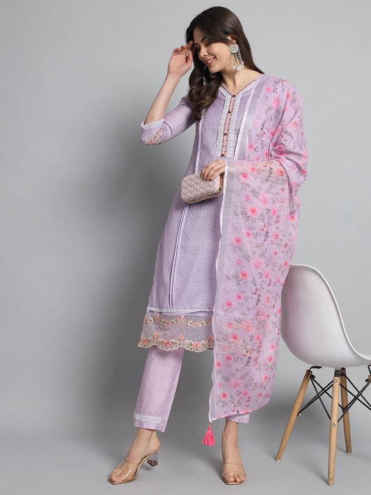 Light lilac kurti pair with dupatta